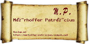 Márhoffer Patrícius névjegykártya